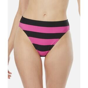 2/$15 NWT Michael Kors High-Waisted Striped Bikini Bottom Pink Black Size M